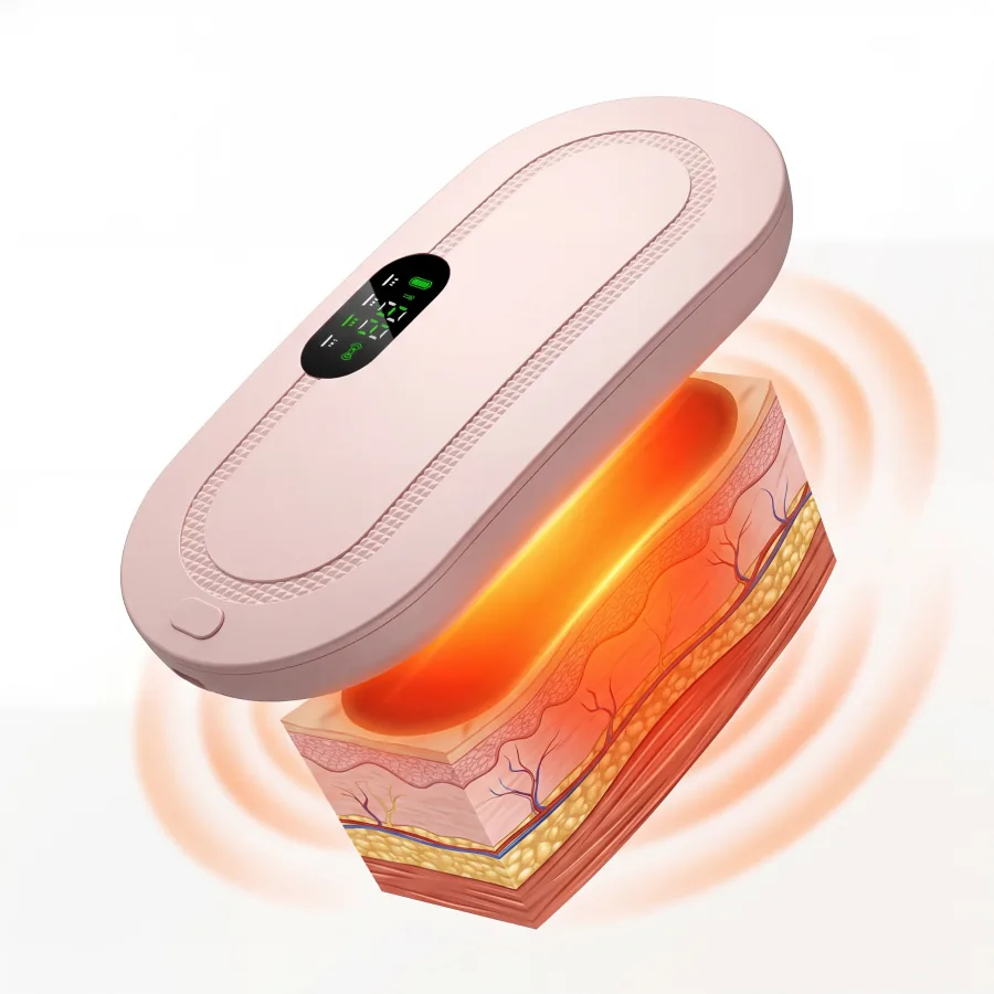 HerRelief far infrared heat technology cross-section showing deep tissue penetration