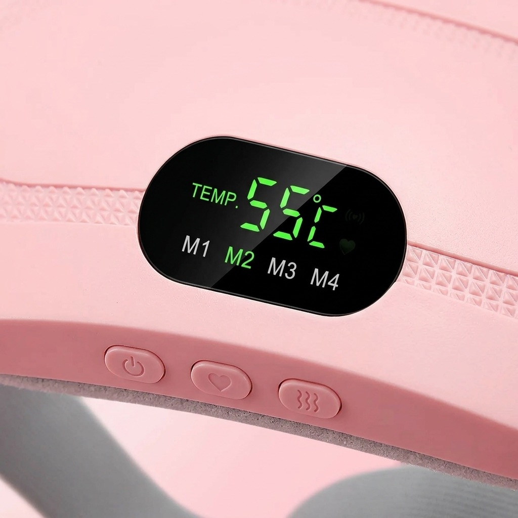 HerRelief LED display close-up showing temperature and mode controls